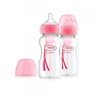 شیشه شیر طلقی 0+ ماه دکتر براون Dr Browns  بسته دو عددی ظرفیت 270 میلی لیتر