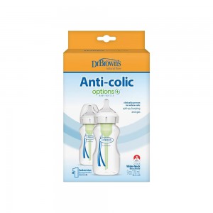 شیشه شیر طلقی 0+ ماه دکتر براون Dr Browns بسته دو عددی ظرفیت 270 میلی لیتر