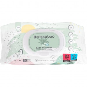 دستمال مرطوب آلوئه ورا و پانتنول کیکابو Kikkaboo بسته 80 عددی