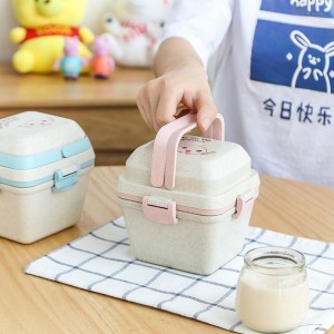 ظرف غذا بامبو دو طبقه کودک با قاشق Lunch Box