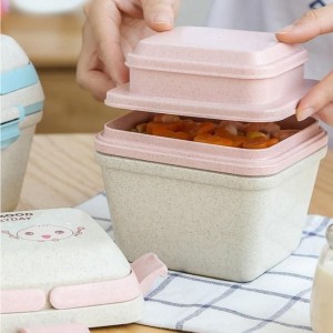 ظرف غذا بامبو دو طبقه کودک با قاشق Lunch Box