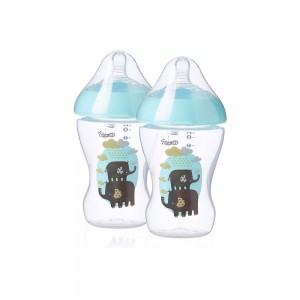 شیشه شیر طلقی +0 ماه تامی تیپی Tommee Tippe بسته دو عددی ظرفیت 260 میلی لیتر
