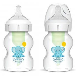 شیشه شیر طلقی +0 ماه  دکتر براون  DR BROWNS بسته دو عددی ظرفیت 150 میلی لیتر طرح فیل