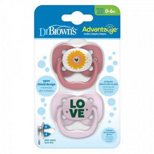 پستانک ارتودنسی  بادامی 0 تا 6  ماه  دکتر براون Dr Brown’s  طرح LOVE