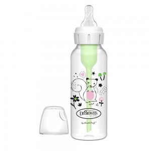 شیشه شیر طلقی +0 ماه دکتر براون Dr Browns ظرفیت 250 میلی لیتر طرح سنجاب