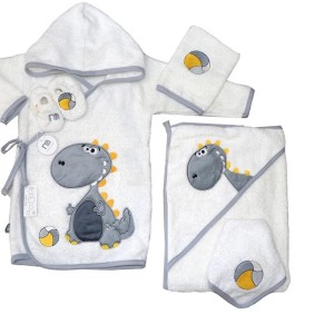 ست حوله نوزاد 5 تکه مادرکر Mothercare طرح دایناسور تاج دار