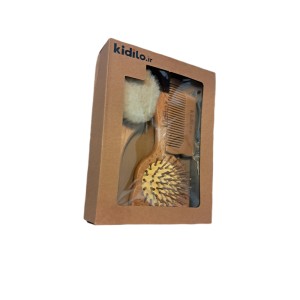 ست شانه و برس چوبی کودک کیدیلو kidilo طرح خرسی