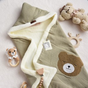 پتو  کلاهدار موسلین نوزادبی بی لایک Baby Like طرح خرس