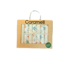 دستمال دست وصورت نوزاد کارامل caramell طرح دار مجموعه 7 عددی