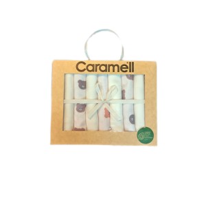 دستمال دست وصورت نوزاد کارامل caramell طرح دار مجموعه 7 عددی