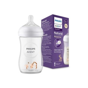 شیشه شیر طلقی 1+ ماه نچرال فیلیپس اونت PHILIPS AVENT ظرفیت 260 میلی لیتر طرحدار