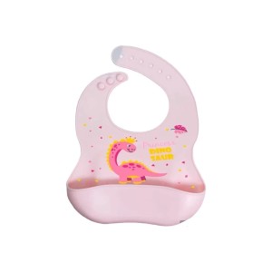 پیشبند تمام سیلیکونی +6 ماه کاسه دار کودک طرح دایناسور