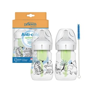 شیشه شیر طلقی +1 ماه  دکتر براون  DR BROWNS بسته دو عددی ظرفیت 150 میلی لیتر