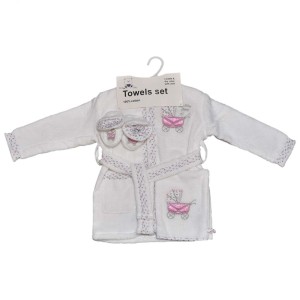 ست 5 تکه حوله نوزادی بیبی فورلایف baby for life طرح کالسکه