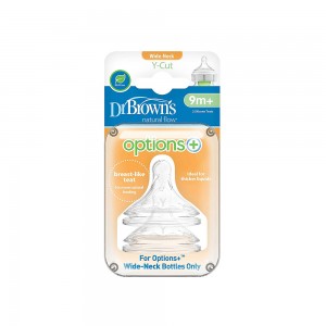 سرشیشه پهن 9+ ماه مدل Y-Cut دکتر براون Dr Browns بسته دو عددی