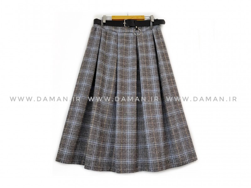 دامن پشمی با کمربند قد 80  کد (3057)