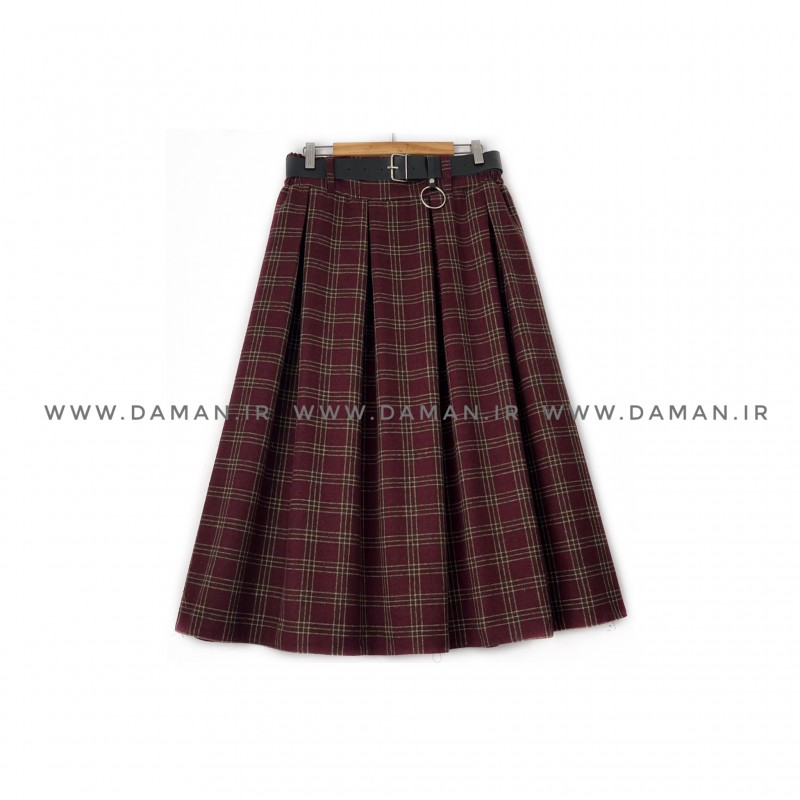 دامن پشمی با کمربند قد 80  کد (5060)