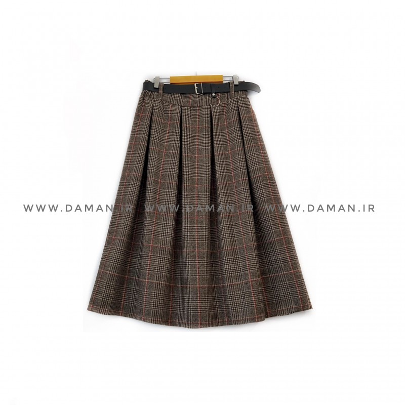 دامن پشمی با کمربند قد 80  کد (5077)