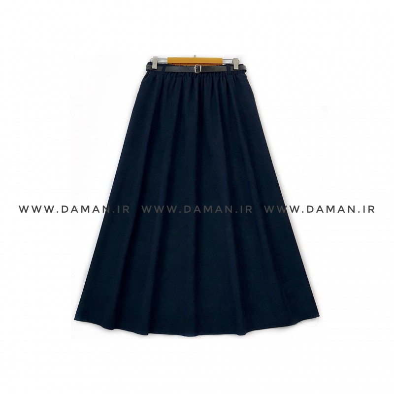 دامن مخمل کبریتی سرمه ای  قد90  با کمربند کد ( 111 )