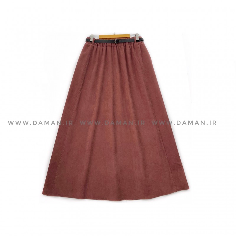 دامن مخمل کبریتی کالباسی   قد 90  با کمربند کد ( 111 )