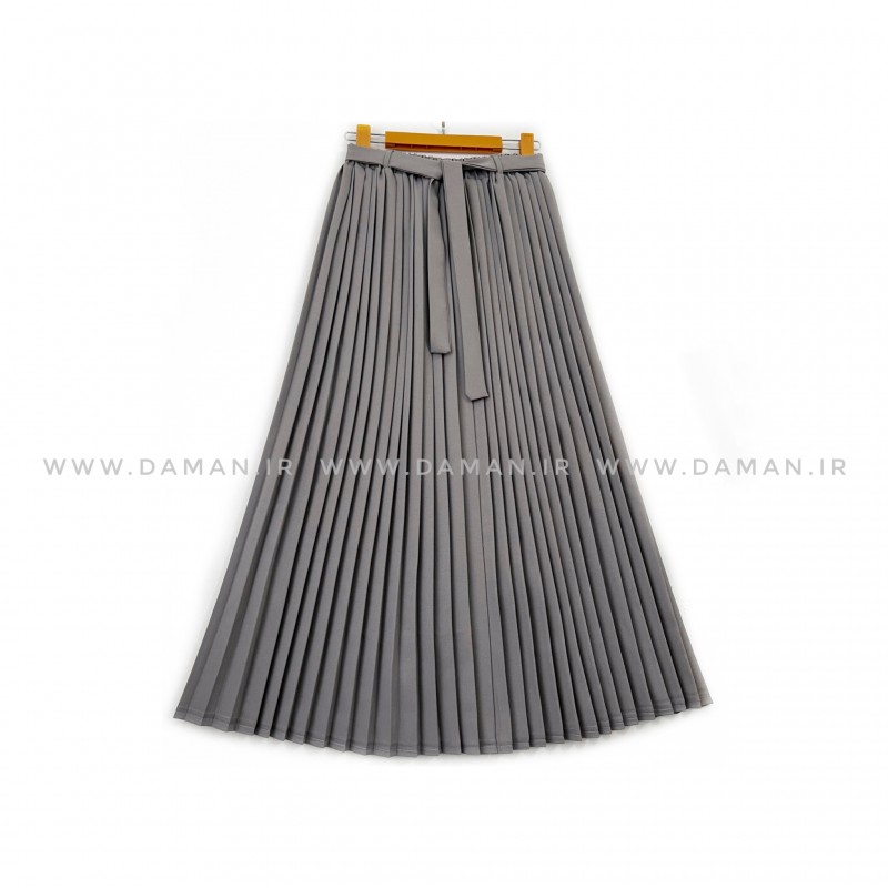 دامن پلیسه طوسی  قد 90 كد (288)