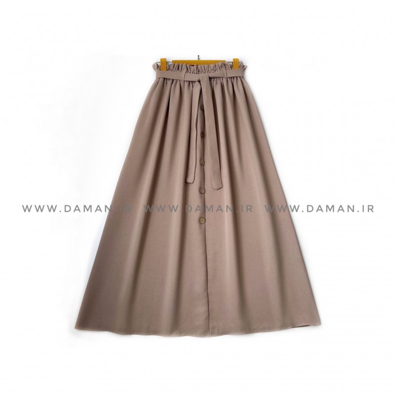 دامن جلو دکمه کرم خاکی   قد 90