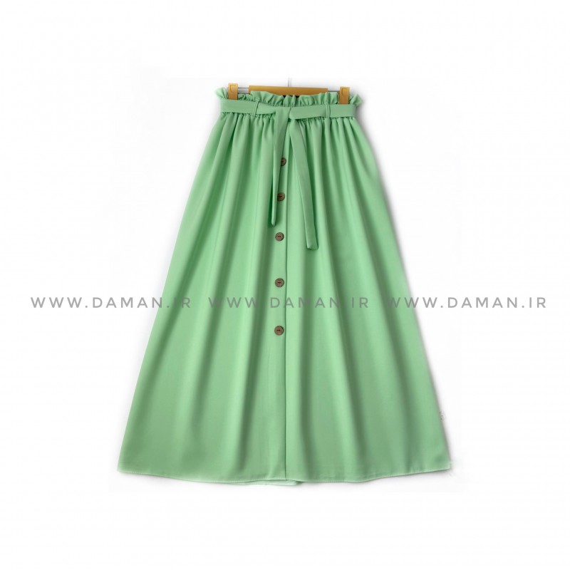 دامن جلو دکمه سبز روشن   قد 90