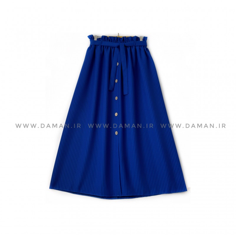 دامن جلو دکمه آبی راهراه  قد 90