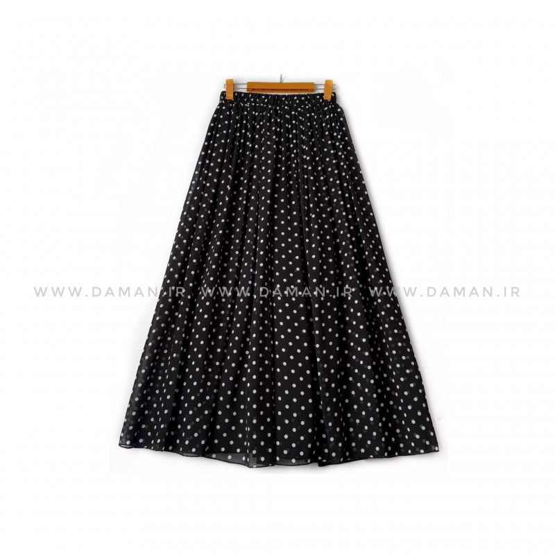 دامن خالدار  مشکی  قد 90 کد (H_1005)