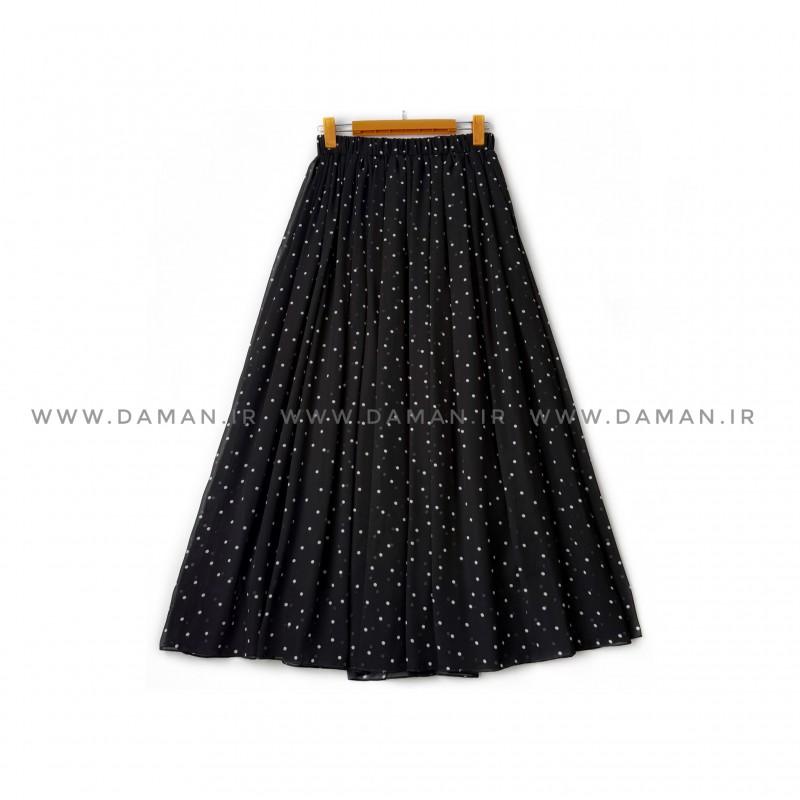 دامن خالدار  مشکی  قد 90 کد (H_1003)