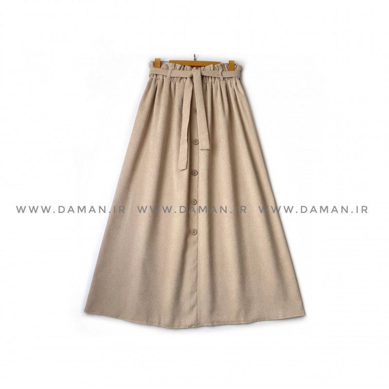 دامن مخمل کبریتی  کرم  قد 90  كد (99)