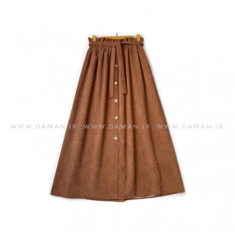 دامن مخمل کبریتی  شتری  قد 90  كد (99)