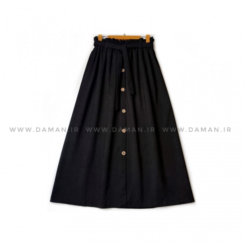 دامن مخمل کبریتی  مشکی  قد 90  كد (99)