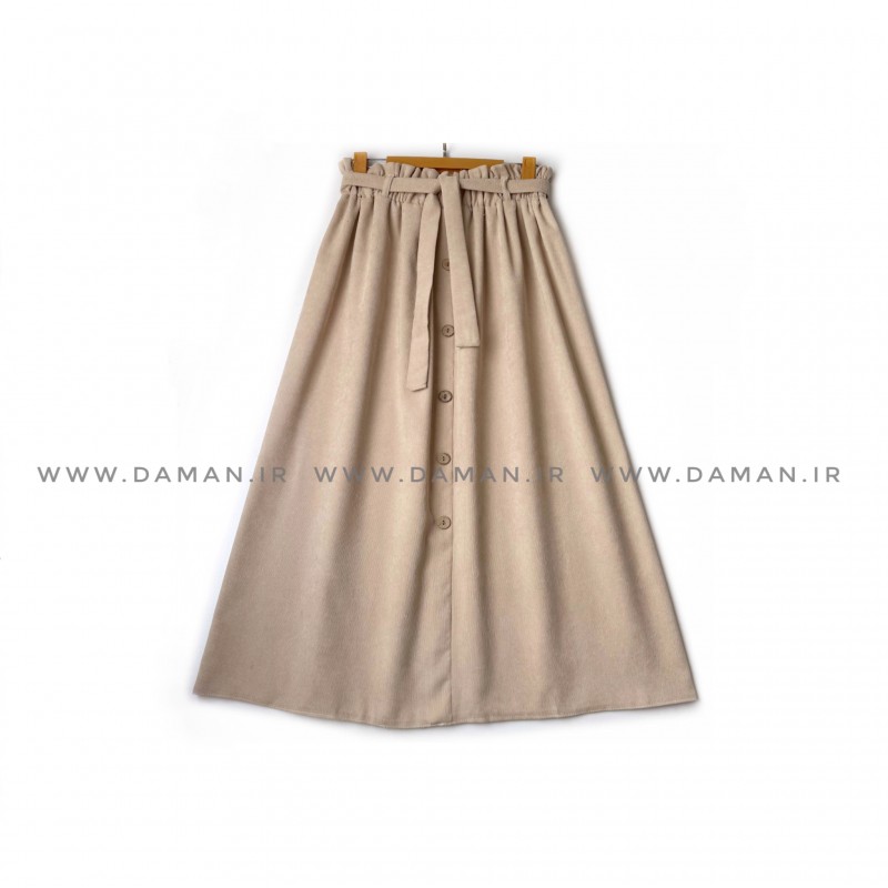 دامن مخمل کبریتی کرم  قد 80  كد (99)