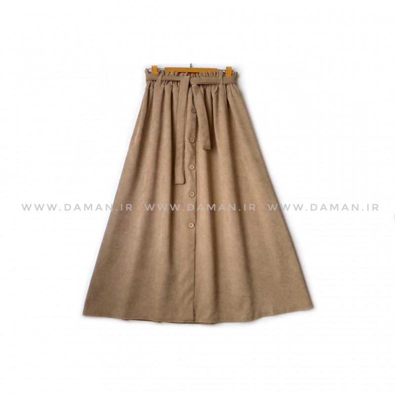 دامن مخمل کبریتی  کرم سیر قد 80  كد (99)