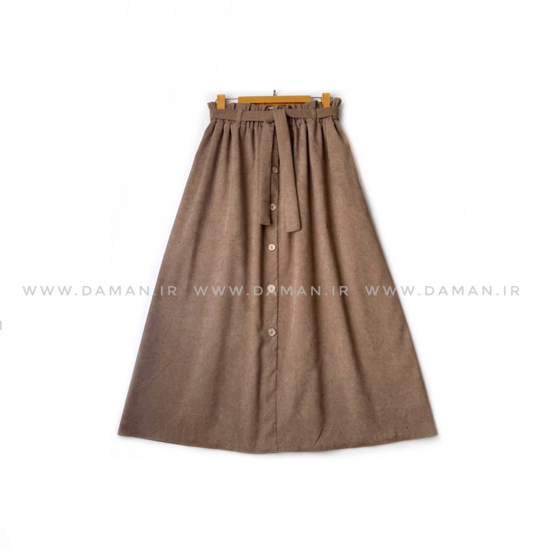 دامن مخمل کبریتی  کاکائویی  قد 80  كد (99)