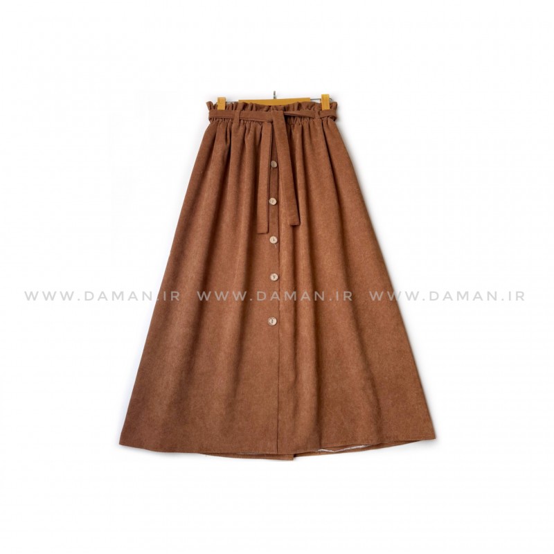 دامن مخمل کبریتی شتری  قد 80  كد (99)