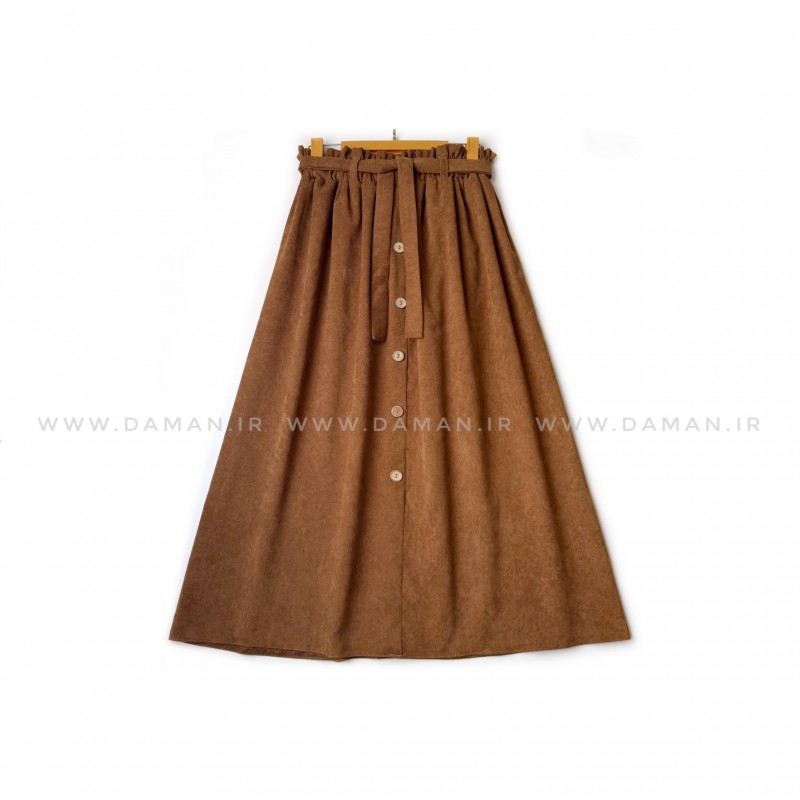 دامن مخمل کبریتی  قهوه ای روشن قد 80  كد (99)