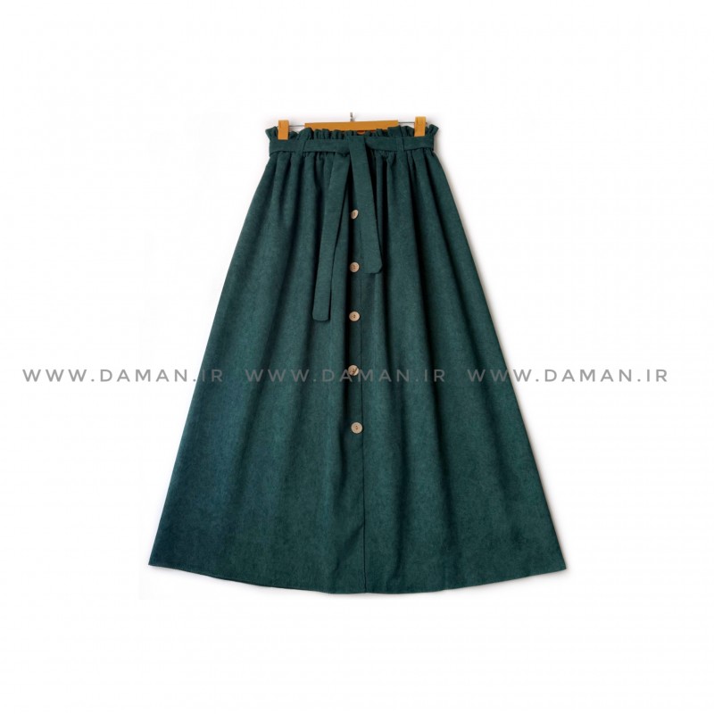 دامن مخمل کبریتی یشمی   قد 80  كد (99)