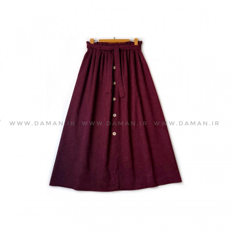 دامن مخمل کبریتی زرشکی  قد 80  كد (99)