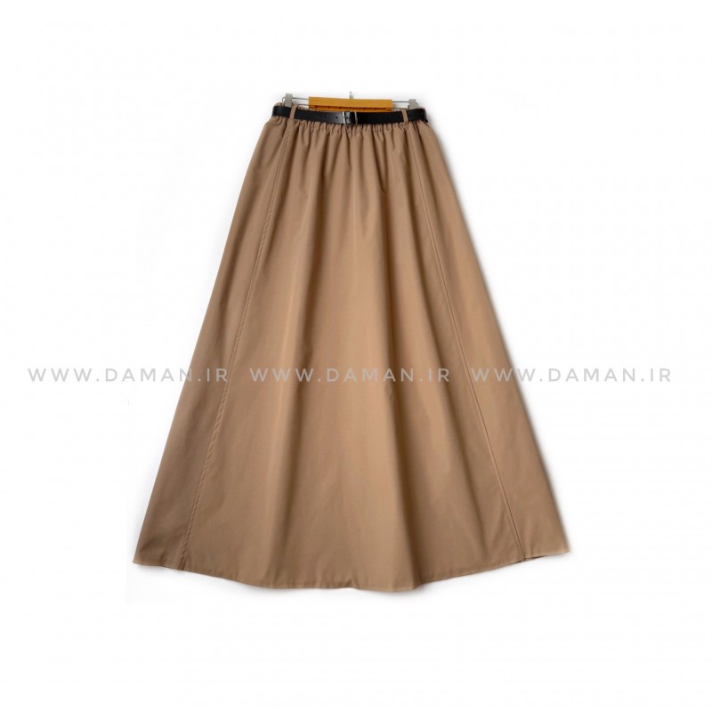 دامن کتان زارا  نسکافه ای  قد 90  با کمربند کد ( 600 )