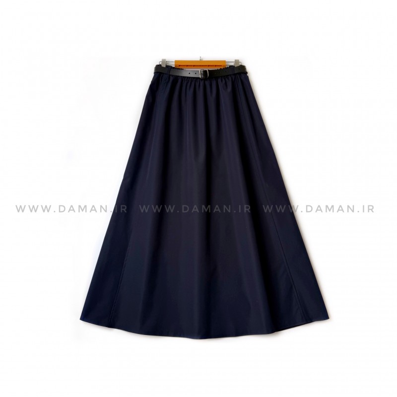 دامن کتان زارا  سرمه ای  قد 90  با کمربند کد ( 600 )