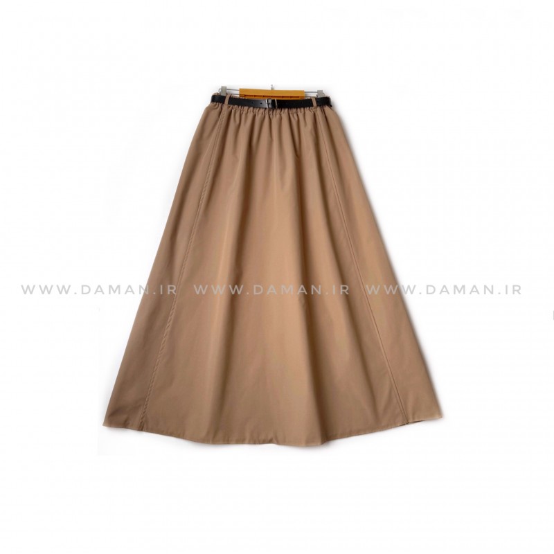 دامن  کتان زارا  نسکافه ای  قد 80  با کمربند کد ( 600 )