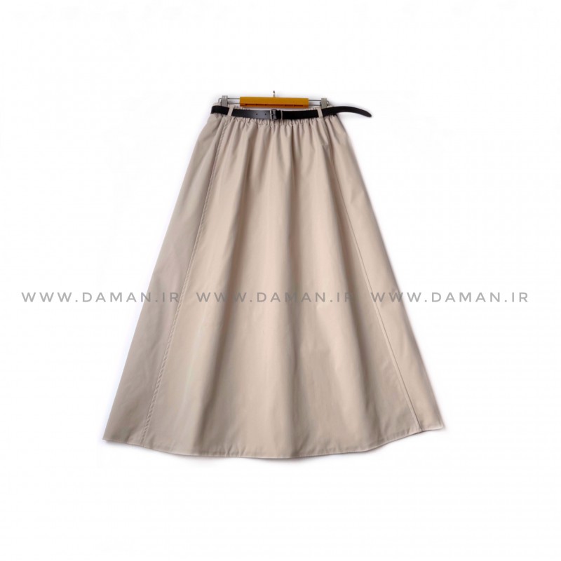 دامن  کتان زارا  کرم  قد 80  با کمربند کد ( 600 )