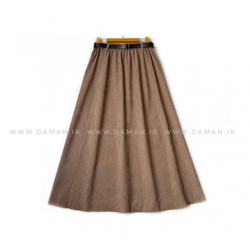 دامن مخمل کبریتی کاکائویی   قد 90  با کمربند کد ( 111 )