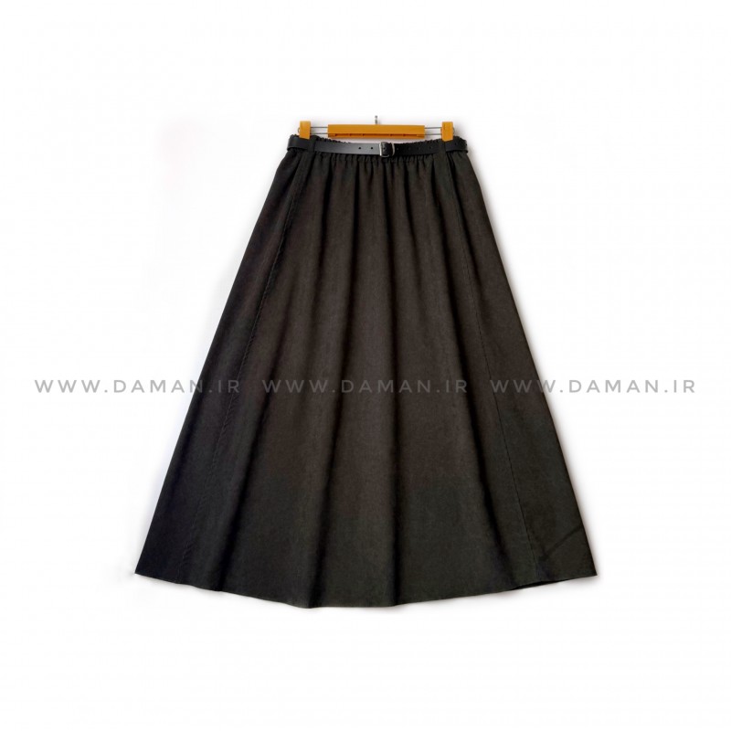 دامن مخمل کبریتی  لجنی   قد 80  با کمربند کد ( 111 )