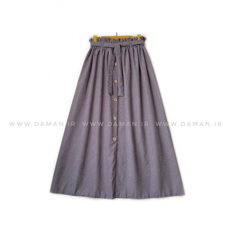 دامن دکمه دار  طوسی  قد 90  با کمربند کد ( 44 )