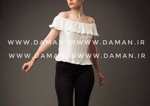 بلوز یقه قایقی سفید