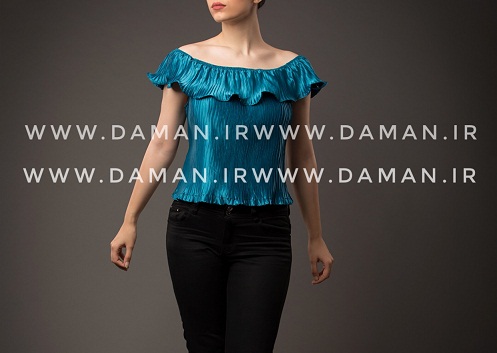 بلوز یقه قایقی آبی