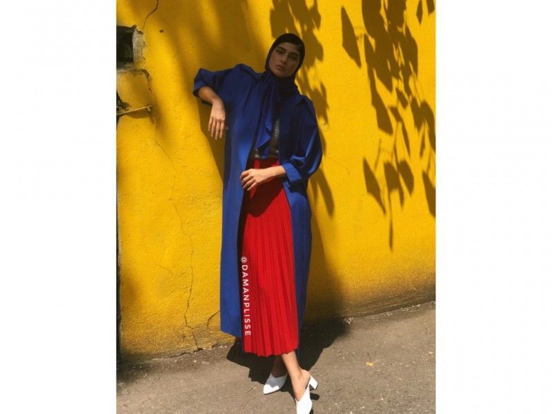 دامن پلیسه قرمز قد 90